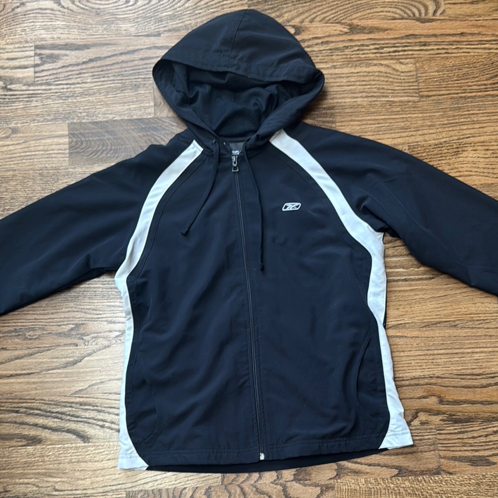 Reebok Black and White Women's Hooded Jacket Size S